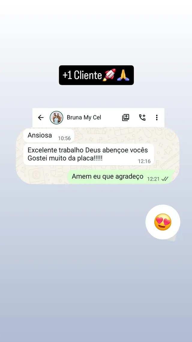 Mensagem de cliente satisfeita